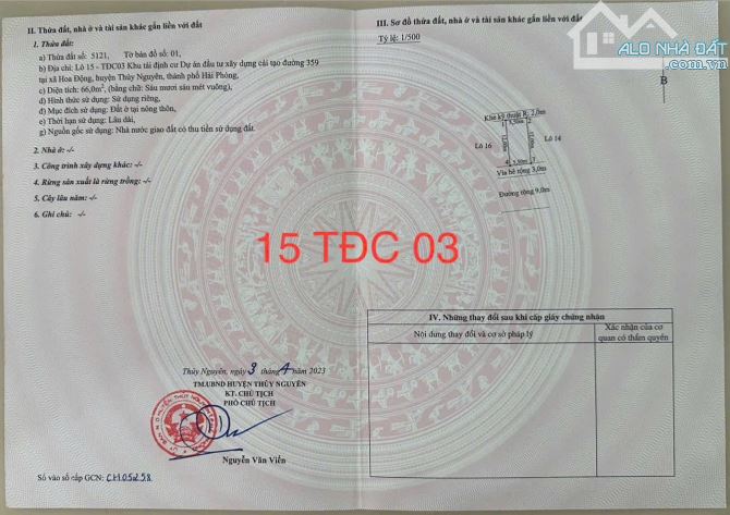 Bán lô đất tại TĐC Hoa Động tuyến đầu dự án ở Thủy Nguyên - 3