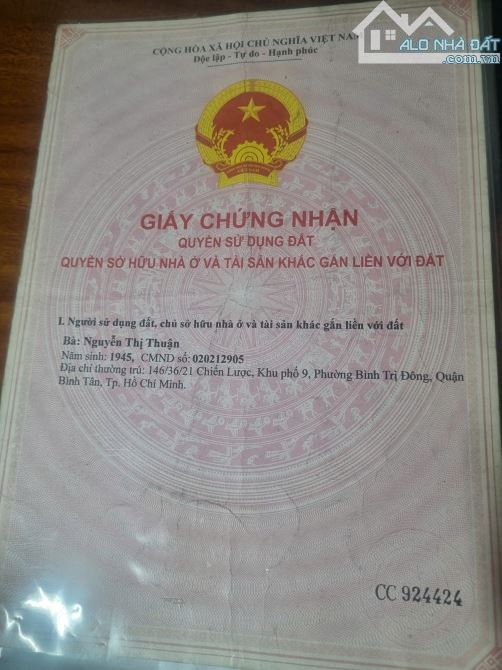 Bán nhà riêng tại Đường Tân Hòa Đông, Bình Trị Đông, Bình Tân, HCM , 2,38 tỷ,DTSD 50m2 - 4