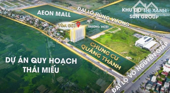 Chung cư bên cạnh Aeon Mall Thanh Hóa 2phòng ngủ - 2 vệ sinh - 4