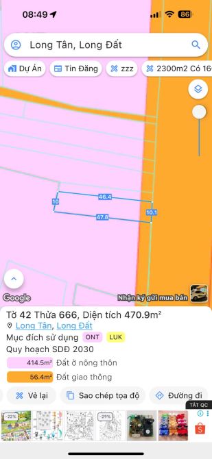 470m2 - 🔺MẶT TIỀN TL52 XÃ ĐẤT ĐỎ TP HỒ CHÍ MINH cách chợ Long Tân 1km - 5