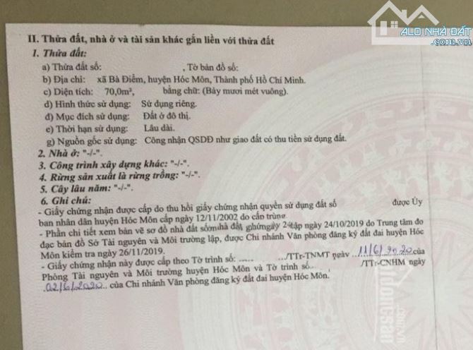 CHỦ CẦN TIỀN TRẢ NỢ, BÁN LÔ ĐẤT BÀ ĐIỂM, HÓC MÔN, GIÁ 750TR, 70M2 - 5