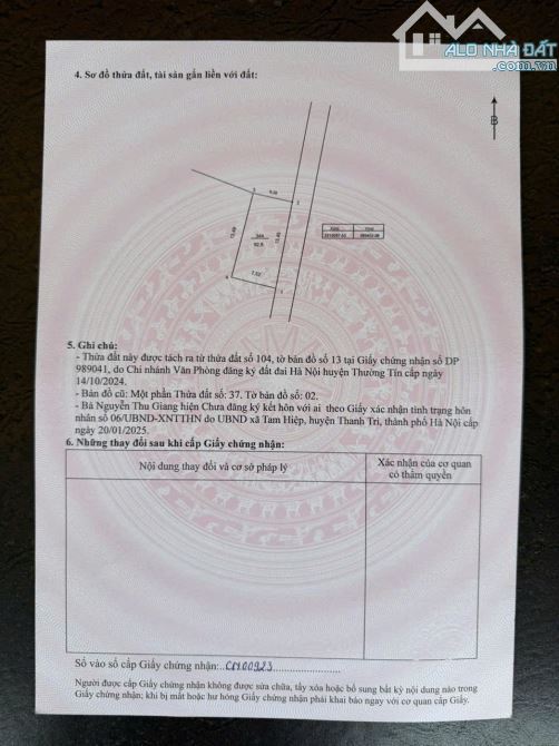 📣📣📣Chính chủ gửi bán đất thôn Dưỡng Hiền, Hòa Bình , Thường Tín , Hà Nội  **DT : 92,8m