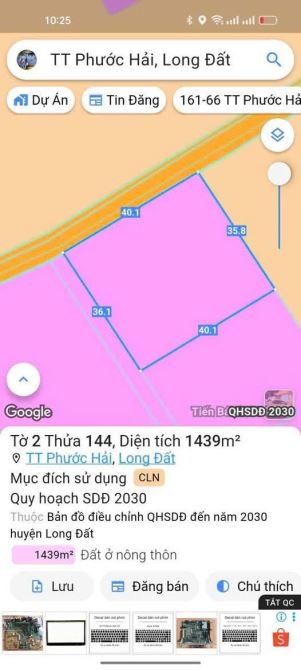 KẸT TIỀN BÁN LÔ ĐẤT NHÀ VƯỜN THỊ TRẤN PHƯỚC HẢI, NGAY GẦN HỒ SỞ BÔNG