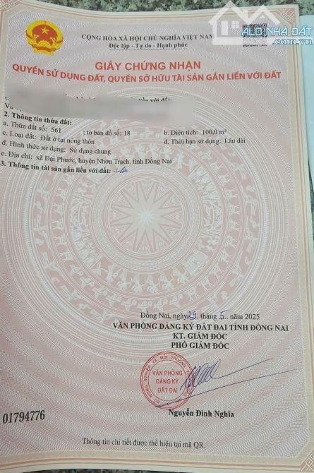 Chủ kẹt tiền cần bán gấp nhà cấp 4 xã đại phước khu dân cư trung tâm cách SG chỉ 1,5km