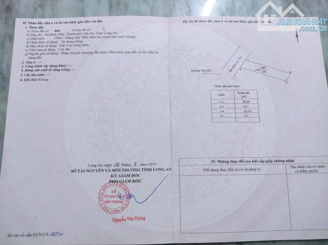 Chính chủ bán lô đất phường Tân An mới, cách tỉnh lộ 827A (500m)