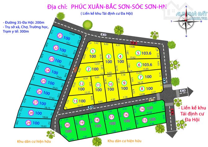 Giá siêu đầu tư tại phúc Xuân Bắc Sơn- huyện Sóc Sơn - DT 100 m fun tc  giá chỉ 1 tỷ