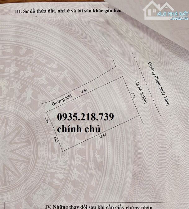 Bán đất 2MT đường PHẠM NHỮ TĂNG (NGAN 6.7M) CHÍNH CHỦ