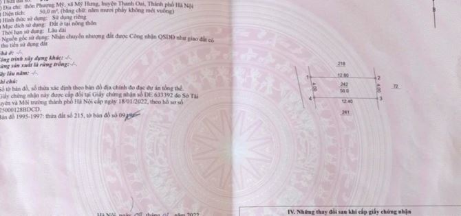 Gia đình tôi ko có nhu cầu sử dụng cần BÁN 50M2 đất mỹ hưng thanh oai