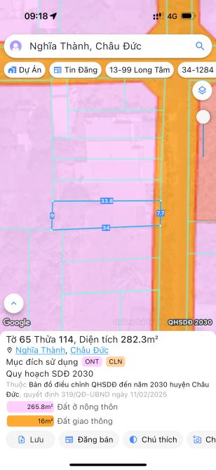 Bán Nhà đường số 8 bàn cờ Nghĩa Thành, Châu Đức, BRVT DT: 282m2 giá 1.8 tỷ