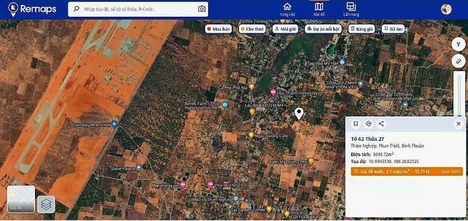 Bán Đất P. Mũi Né (3,825 tỷ cho 5100 m2 cách cổng sân bay phan thiết 3,5 km) - 2