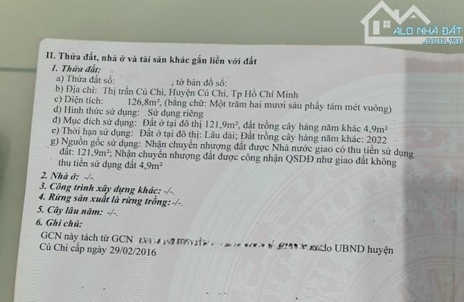 GẤP!! LÔ ĐẤT 127M2, SHR, 580TR, NGUYỄN VIẾT XUÂN, TT CỦ CHI - 3