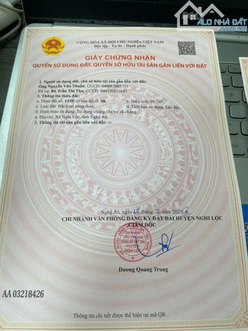 ĐẤT ĐẸP - xóm 10 , Nghi Trung mặt đường nhựa liên xã   Diện tích: gần 100m2  ĐẤT ĐẸP - 3