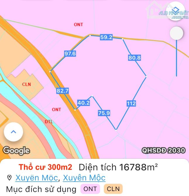 Cần bán lô đất 2 mặt tiền: 16.788m2, sẵn 300m2 thổ cư, 2 mặt tiền đường, cách cao tốc 2km - 3