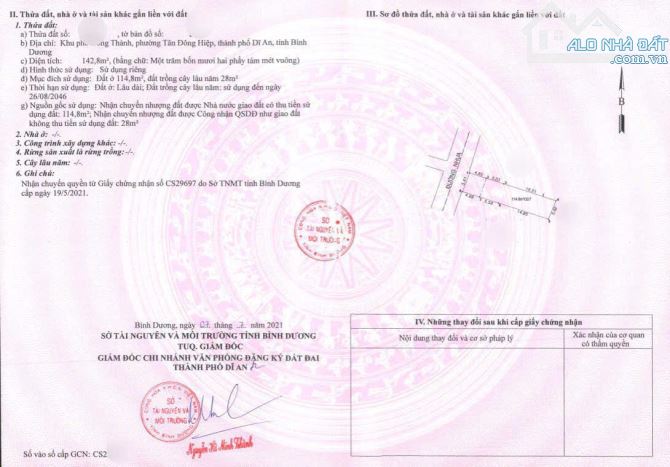Đất gần KDC Tứ Hải, phường Tân Đông Hiệp, Tp Dĩ An. 4,35 tỷ - 4