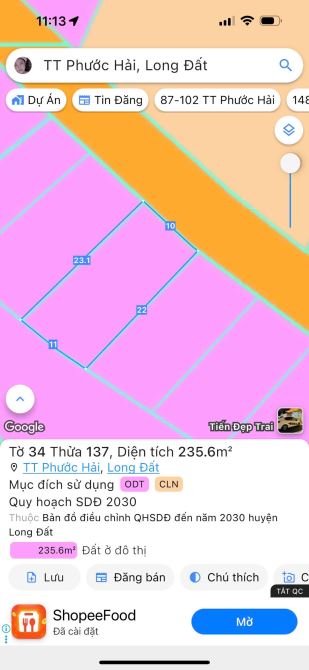 BÁN 1 LÔ ĐẤT ĐẸP CÓ VƯỜN BƠ TẠI LONG MỸ - THỊ TRẤN PHƯỚC HẢI- TPHCM  ĐI BIỂN PHƯỚC HẢI 4km - 7