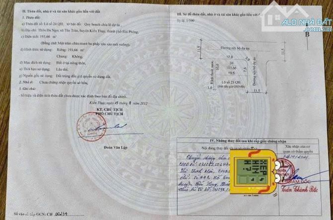 Bán đất Đa Ngư - Tân Trào - Kiến Thụy - Hải Phòng