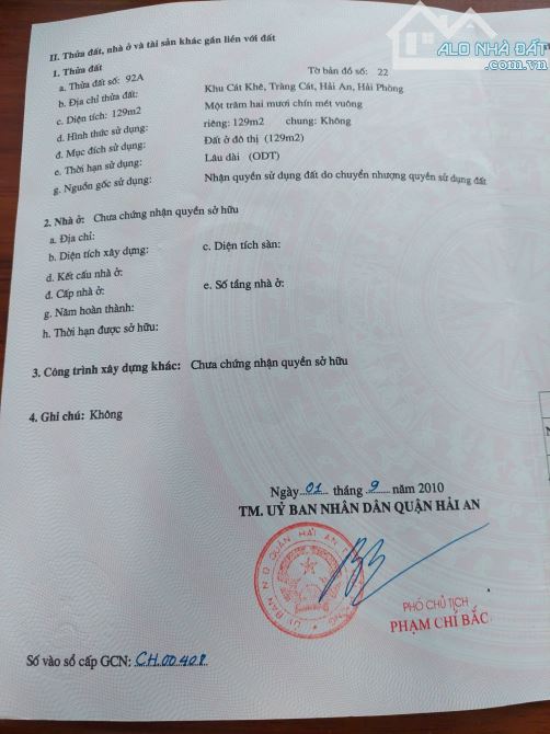 Cần bán lô đất mặt đường Cát Khê, Tràng Cát 129m2 giá chỉ 27tr/m2