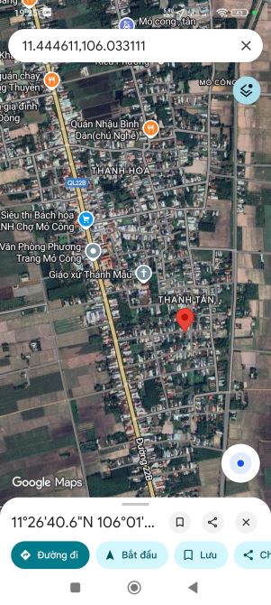 Bán đất MT đường Nhựa Xã Mỏ Công, huyện Tân Biên Gần chợ Tân Phong 5x32m thổ 50m2