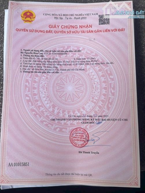 133M2 HÒA PHÚ CỦ CHI CỰC RỘNG ĐƯỜNG LỚN SHR CHỈ 758TR - 3