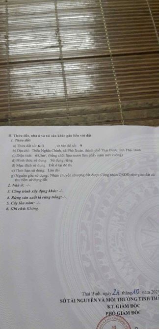 Lô đất ngõ ô tô thông tại Nghĩa Chính Xã Phú Xuân - Tp. Thái Bình. - 3