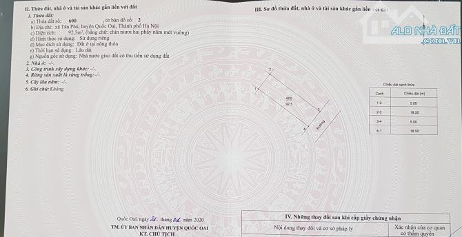 CƠ HỘI ĐẦU TƯ - BÁN ĐẤT THỔ CƯ SỔ ĐỎ CHÍNH CHỦ. Vị trí đẹp tại xã Tân Phú, huyện Quốc Oai, - 5