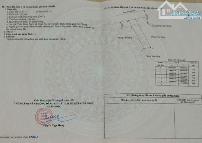 Bán đất Đoàn Xá - Kiến Thụy - Hải Phòng