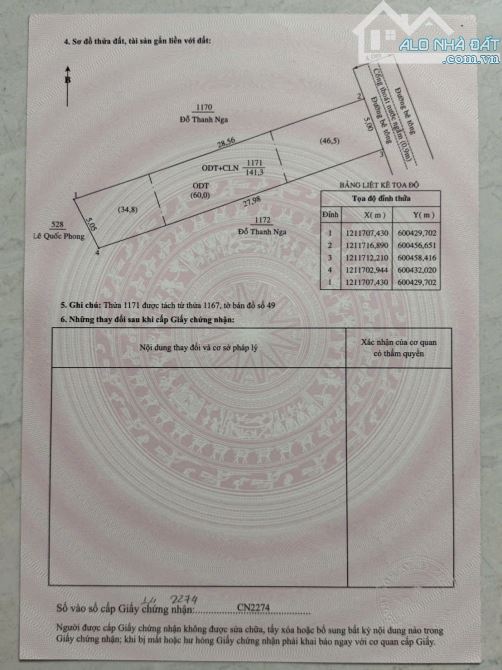 Bán đất sau lưng nhà thờ Bà Lụa 140m2 (60m2 thổ cư) giá 2 tỷ 900 triệu.