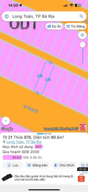 Khu 30/4 chủ  cần bán lô mặt tiền đường Lý Thái Tổ - Tp Bà Rịa - đường to thứ 2 của dự án