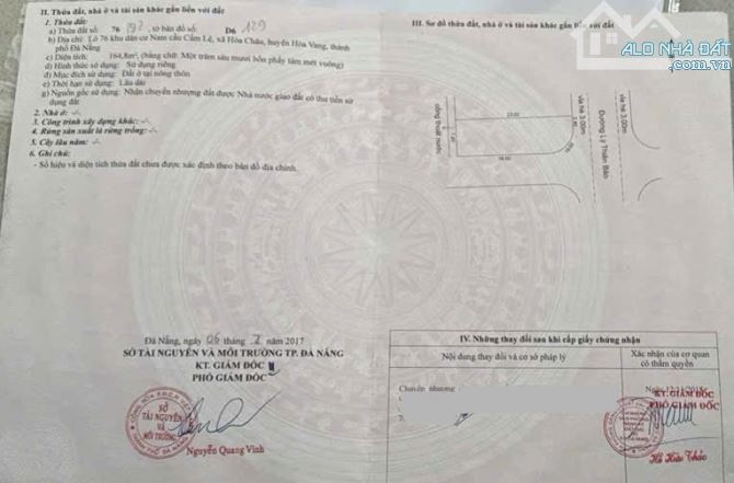 Bán lô góc 2MT Lý Thiên Bảo, Hòa Xuân - song song Phạm Hùng - Dt 165m2 - Giá 6.8 tỉ TL