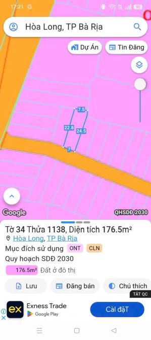 BÁN ĐẤT ĐƯỜNG NHÁNH TUYẾN TRÁNH QL56 , HOÀ LONG, DT: 7x24,5 Giá 1tỷ980tr