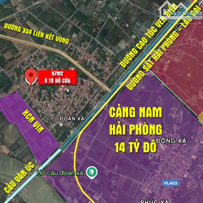 Bán đất 67m2 ô tô đỗ cửa rẻ nhất Đoàn Xá đón sóng cảng Nam Hải Phòng