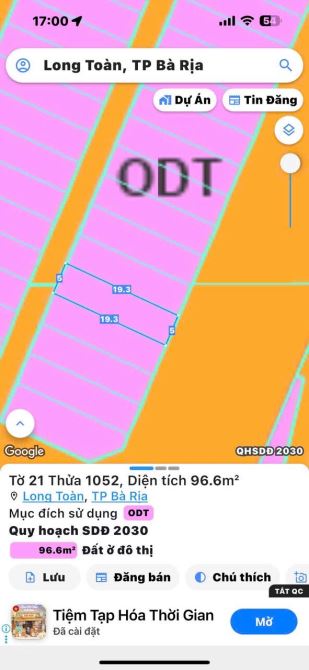 DT: 5x19 Giá: 3tỷ480 triệu, Bán Đất Đường Nguyễn Thái Học, TĐC 30/4 TP Bà Rịa Giá Tốt nhất