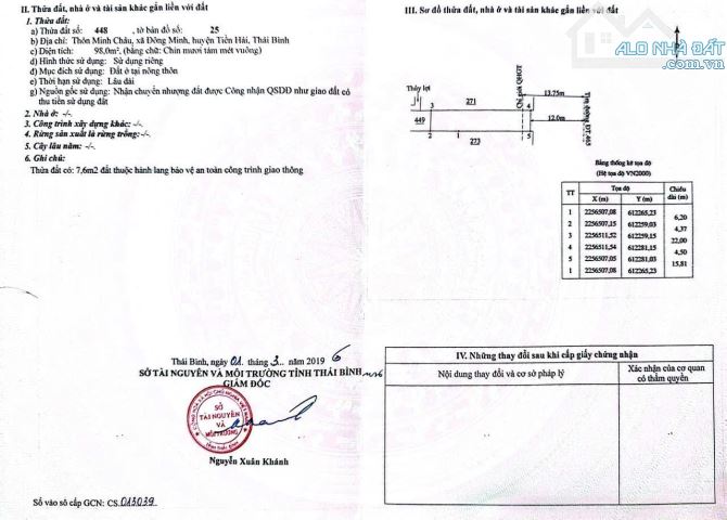 Bán đất trục ĐT465 - Đông Minh - Tiền Hải - 2