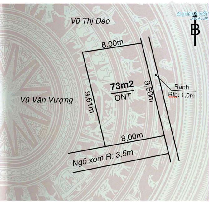 Chuyển nhượng lô đất 73m ngang 8m Tho Linh Minh Tân giá chỉ 950 triệu