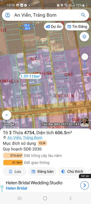 BÁN ĐẤT AN VIỄN (TRẢNG BOM) GẦN KHU CÔNG NGHIỆP, NHÀ THỜ