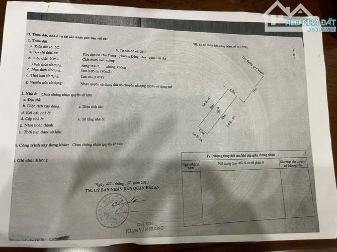 Bán đất tại mặt đường 30m Văn Cao - Thư Trung - Đằng Lâm - Hải an  - Diện tích 90m2 ngang