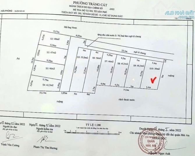 Đất ngõ 26 đường cát khê , tràng cát