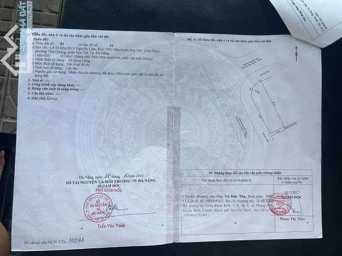 Lô góc mặt tiền đường Nguyễn Lâm và Nguyễn Trực khu vực Vip Sơn Trà