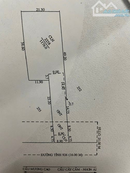 Bán 1.176m² đất mặt tiền Đường Tỉnh 926, X. Nhơn Ái, H. Phong Điền, TP. Cần Thơ.