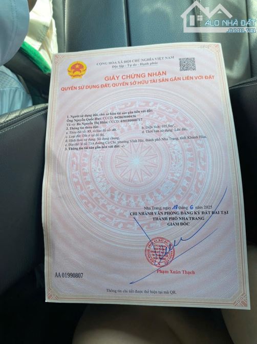 Bán đất mặt tiền đường Củ Chi, Bắc Nha Trang. Cách bãi tắm Hòn Chồng 500m - 1