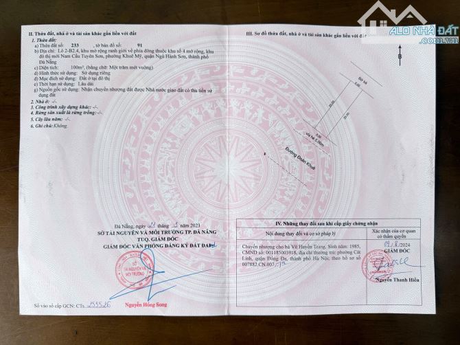 Bán lô đất ĐOÀN KHUÊ (KĐT Nam Việt Á) gần sông, DT 100m2 hướng Đông Nam giá 8ty2 - 1