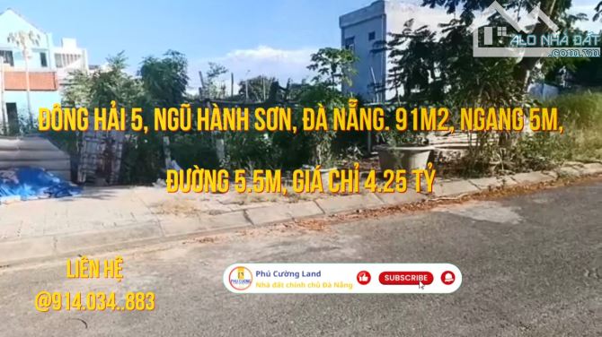 [Đông Hải 5, Ngũ Hành Sơn, Đà Nẵng. 91m2, ngang 5m, đường 5.5m, giá chỉ 4.25 tỷ]