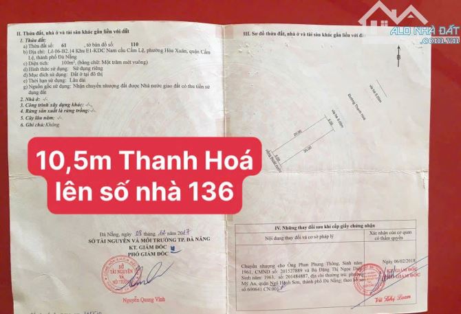*CẦN BÁN:  LÔ SIÊU ĐẸP ĐƯỜNG THANH HÒA (10M5) vị trí siêu đẹp gần ngã 4 với TRẦN NAM TRUN - 1