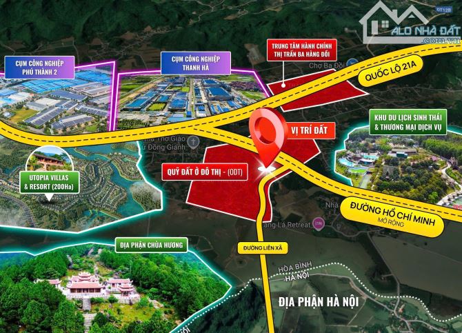 BÁN QUỸ ĐẤT THỊ TRẤN BA HÀNG ĐỒI-LẠC THỦY -HÒA BÌNH GIÁ 500TR 1 LÔ - 1
