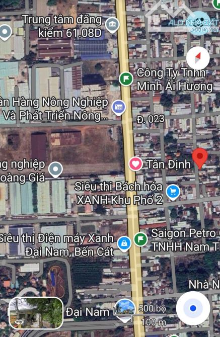 BÁN ĐẤT MT NHỰA, P.TÂN ĐỊNH, TP.BẾN CÁT, DT:9x67, NỞ HẬU 34M, TC100M2, SHR, 8,0 TỶ TL - 2