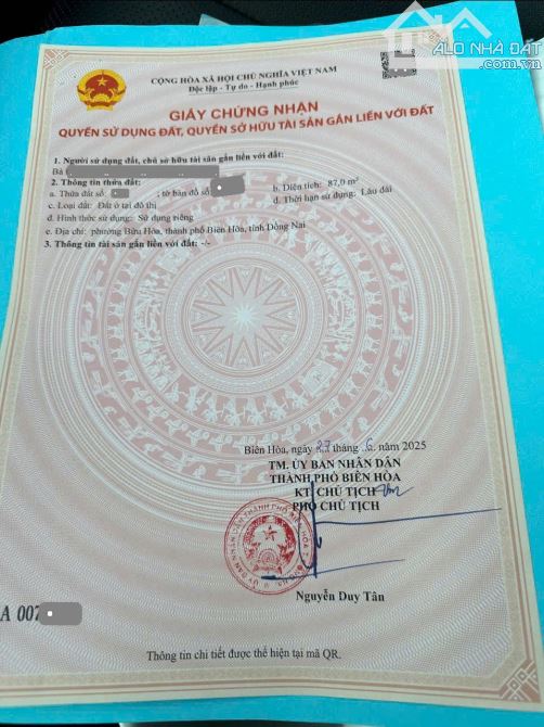 Bán lô góc 5.6x18m, gần Nguyễn Thị Tồn p. Bửu Hòa, thổ cư 100% - 2