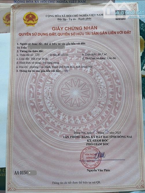 Bán đất 5x19.3m, hẻm Phạm Văn Diêu p. Tân Hạnh, thổ cư 100% - 2