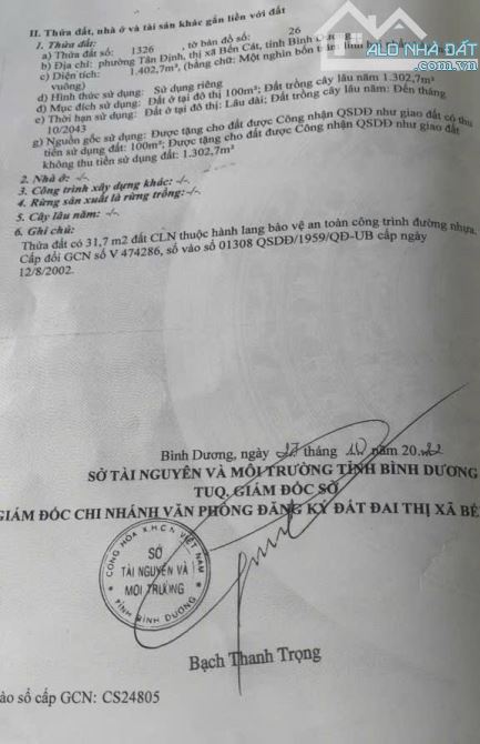 BÁN ĐẤT MT NHỰA, P.TÂN ĐỊNH, TP.BẾN CÁT, DT:9x67, NỞ HẬU 34M, TC100M2, SHR, 8,0 TỶ TL - 3