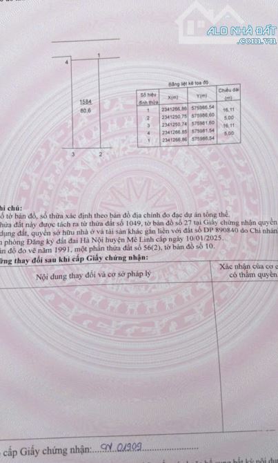 🔥 BÁN ĐẤT ĐẸP – HẠ LÔI, MÊ LINH – VỊ TRÍ TRUNG TÂM 🔥  👉 Diện tích: 80m² – full thổ cư - 4