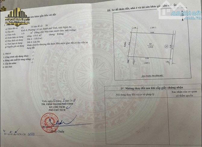 BÁN NHÀ 2 TẦNG – KHU TÁI ĐỊNH CƯ LÊ LỢI (Cũ) PHƯỜNG THÀNH VINH 119m2 Tây Bắc đường 10m - 5